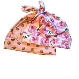 0387 Pair of Newborn Knit Baby Caps New #2